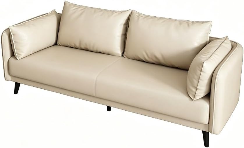 KIBONCY 3-Sitzer Ledersofa 80 cm Schwarz