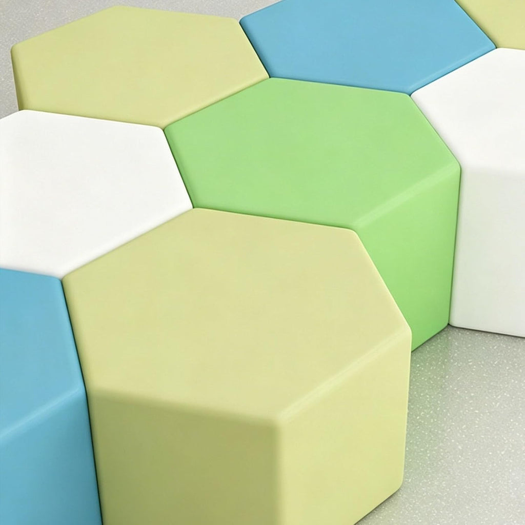 KIBONCY Hexagonales Modulares Sitzpouf-Set 60x40cm Mehrfarbig