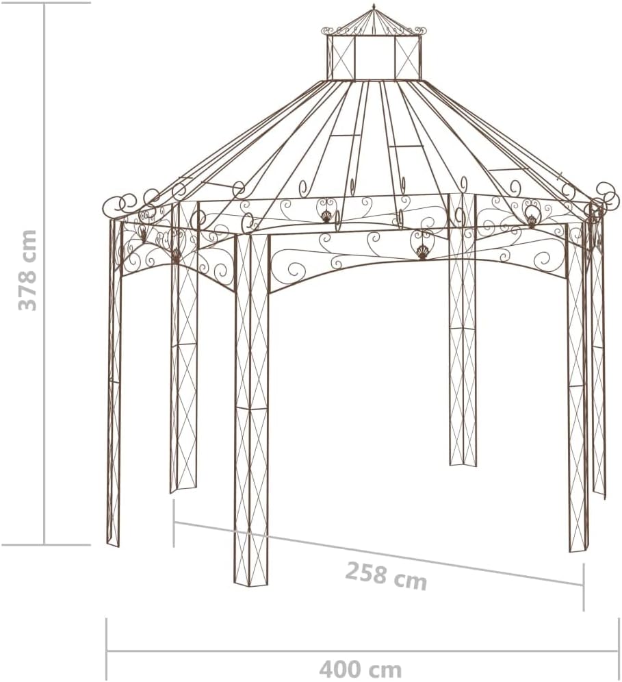 Kaloriko Gartenpavillon 400x258x378 cm Antik-Braun Schmiedeeisen