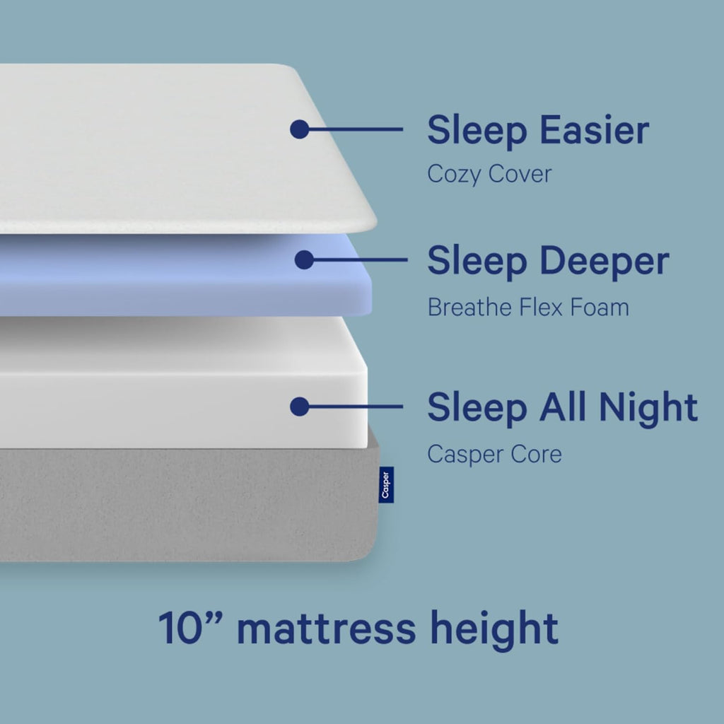 Casper Element Queen-Matratze 25,4 cm Mittel Memory-Schaum Grau