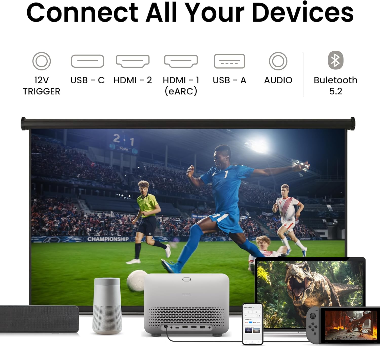 BenQ TK705i 4K HDR DLP Beamer 3000 ANSI Lumen Google TV Netflix Grau