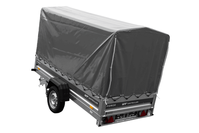 Anhänger 264×125 UNITRAILER FORCE 264 KIPP ungebremst mit H-1100 Rahmen und grauer Plane-Neu