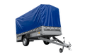 Anhänger 264×125 UNITRAILER FORCE 264 KIPP ungebremst mit H-1100 Spriegel und blauer Hochplane-Neu