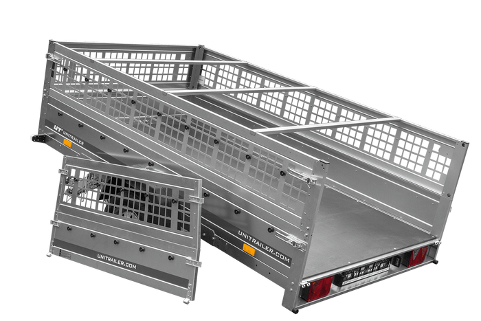 Anhänger 264×150 UNITRAILER GARDEN 265 KIPP mit Gitterwänden, H-0-Rahmen und grauer Plane-Neu