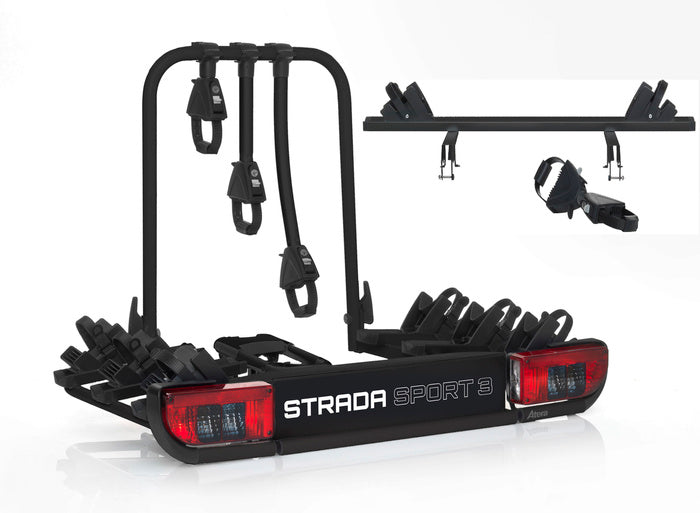 Atera Strada Sport M3 + 4. Fahrradadapter – 4-Fahrrad-Anhängerkupplungsträger (schwarz)-Neu