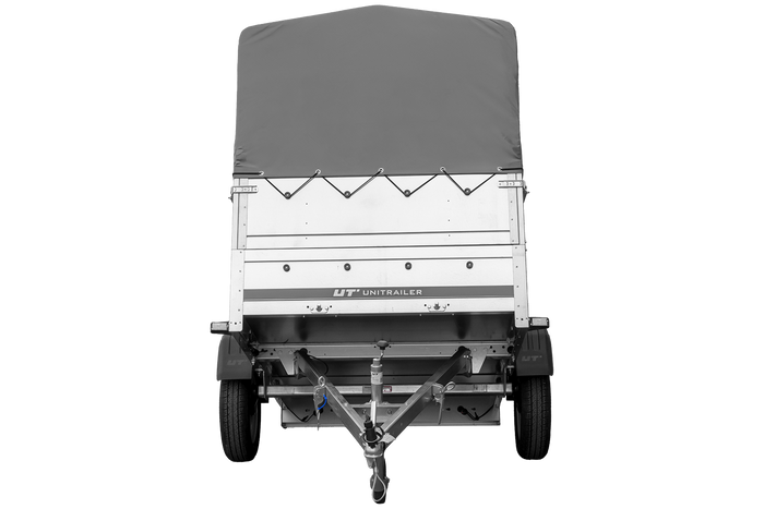 Autotransportanhänger 200×125 UNITRAILER GARDEN 201 KIPP mit BIS-Seitenwänden, H-800-Rahmen und grauer Plane-Neu