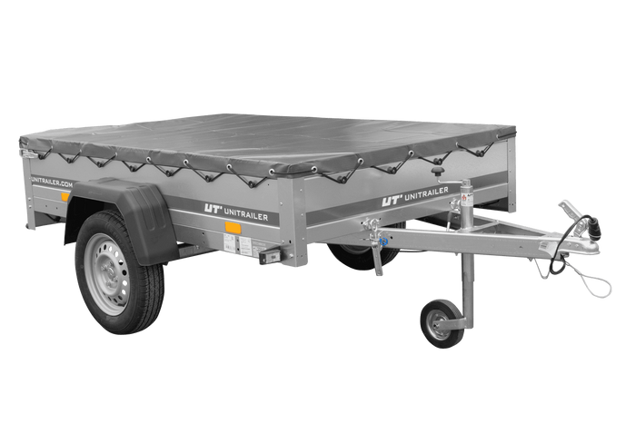 Autotransportanhänger 200×125 UNITRAILER GARDEN 201 KIPP mit H-0-Rahmen und grauer Plane-Neu