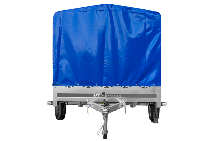 Autotransportanhänger auf Federn 264×150 UNITRAILER GARDEN 265/R KIPP mit H-1100 Rahmen und blauer Plane-Neu