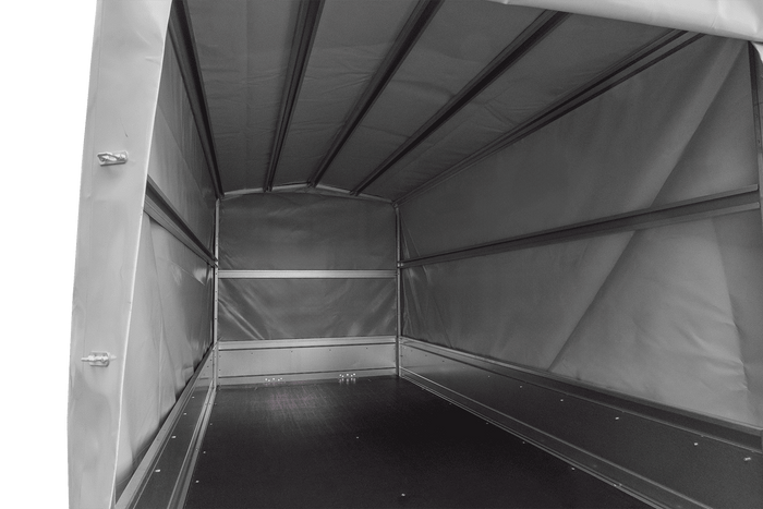 Der Anhänger Garden Trailer 264/2 KIPP MIT STÜTZRAD, H-1100-HOCHSPRIEGEL UND GRAUER PLANE-Neu