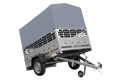 Einachsanhänger 200×125 UNITRAILER GARDEN 201 KIPP mit Gitterseitenwänden, H-800 Rahmen und grauer Plane-Neu