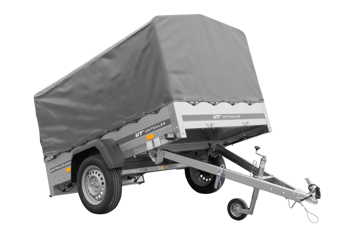 Einachsanhänger 200×125 UNITRAILER GARDEN 201 KIPP mit H-800 Rahmen und grauer Plane-Neu