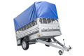 Einachsanhänger 230×125 UNITRAILER FORCE 230 KIPP mit Gitterseitenwänden, H-0-Rahmen und blauer Plane-Neu