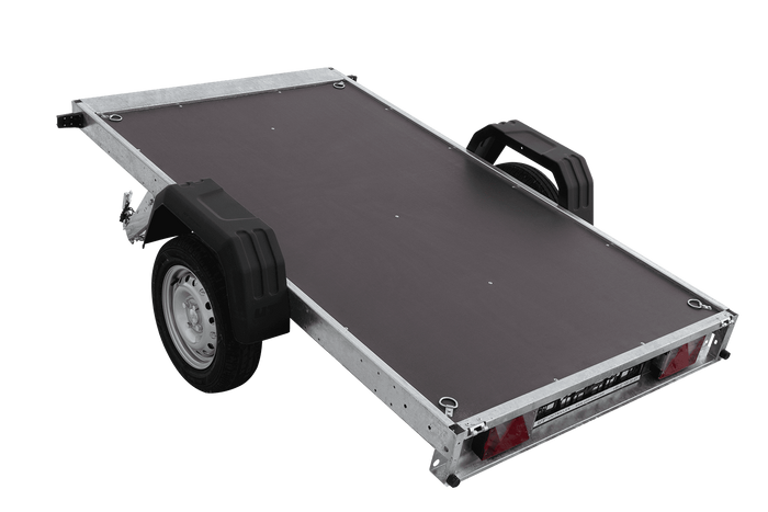 Einachsanhänger 230×125 UNITRAILER FORCE 230 KIPP mit Gitterseitenwänden, H-800 Rahmen und grauer Plane-Neu