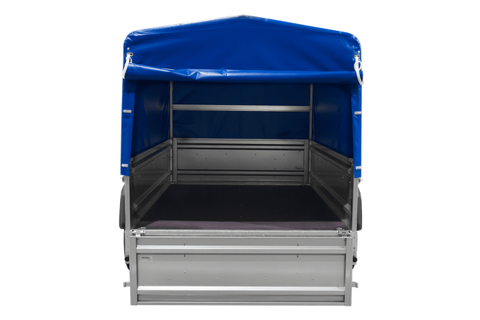 Einachsanhänger 230×125 UNITRAILER FORCE 230 KIPP mit H-800 Spriegel und blauer Plane-Neu