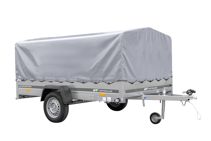 Einachsanhänger 264×150 UNITRAILER GARDEN 265 KIPP mit H-800 Rahmen und grauer Plane-Neu