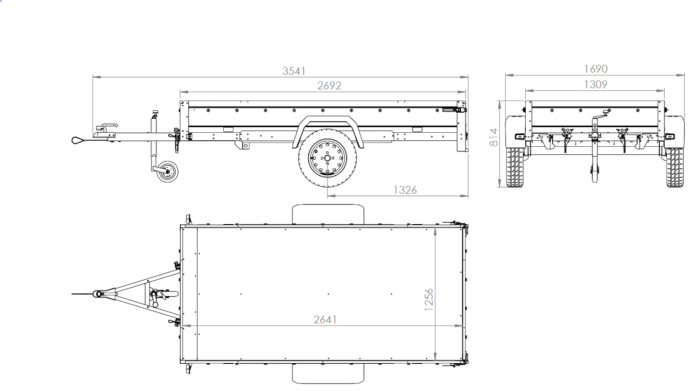 Einachsanhänger auf Federn 264×125 UNITRAILER GARDEN 264/R KIPP mit BIS-Seiten, H-0-Rahmen und blauer Plane-Neu