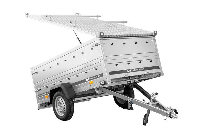 Einachsiger Anhänger 230×125 UNITRAILER GARDEN 230 KIPP mit Bordwandaufsatz und Aludeckel-Neu