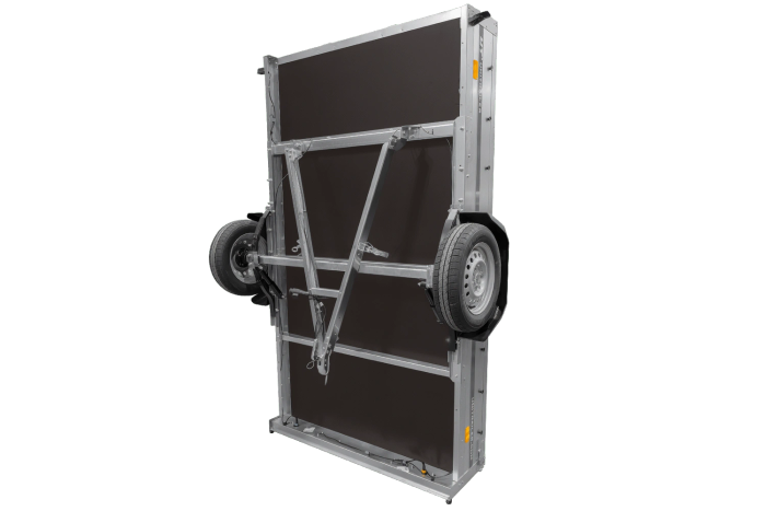 Einachsiger Anhänger auf Blattfedern 264×150 UNITRAILER GARDEN 265/R KIPP mit BIS-Seitenwänden, H-800-Rahmen und grauer Plane-Neu