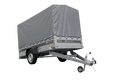 Einachsiger Anhänger mit Blattfedern 264×125 UNITRAILER FORCE 264/R KIPP mit H-1100 Rahmen und grauer Plane-Neu