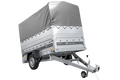 Einachsiger Federanhänger 230×125 UNITRAILER FORCE 230/R KIPP mit BIS-Seitenwänden, H-800-Rahmen und grauer Plane-Neu