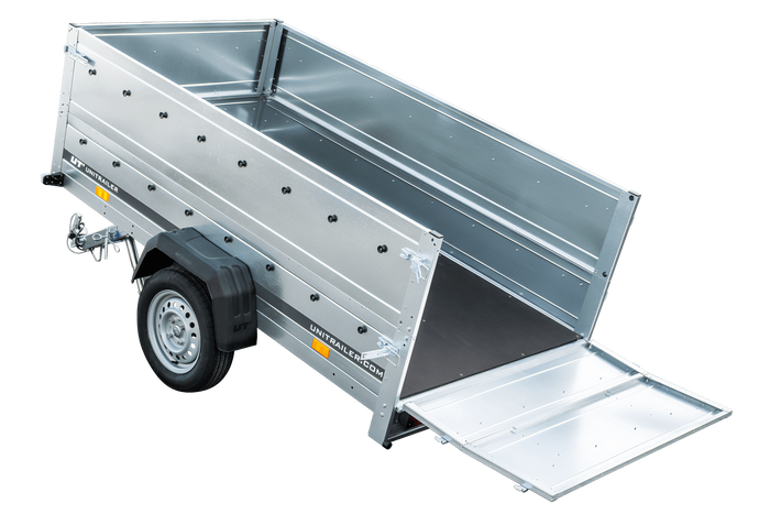 Faltbarer Anhänger GARDEN TRAILER 230 KIPP mit zusätzlichen Bordwänden, Stützrad und Flachplane-Neu