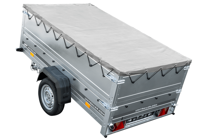 Faltbarer Pkw Anhänger Garden Trailer 230 KIPP mit zusätzlichen Bordwänden, Stützrad, Flachplane und Planenträgern]-Neu
