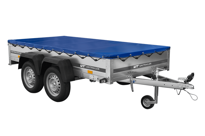 GARDEN TRAILER 264/2 KIPP MIT STÜTZRAD, PLANENTRÄGER UND BLAUER FLACHPLANE-Neu
