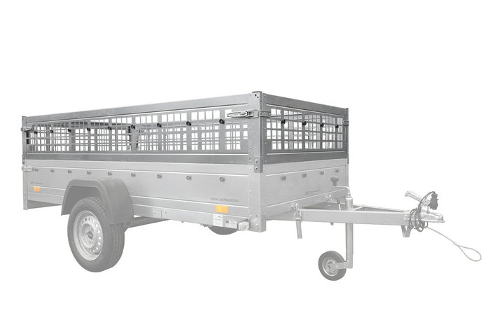 Autotransportanhänger 264×125 UNITRAILER FORCE 264 KIPP mit Gitterwänden, H-800 Rahmen und grauer Plane-Neu