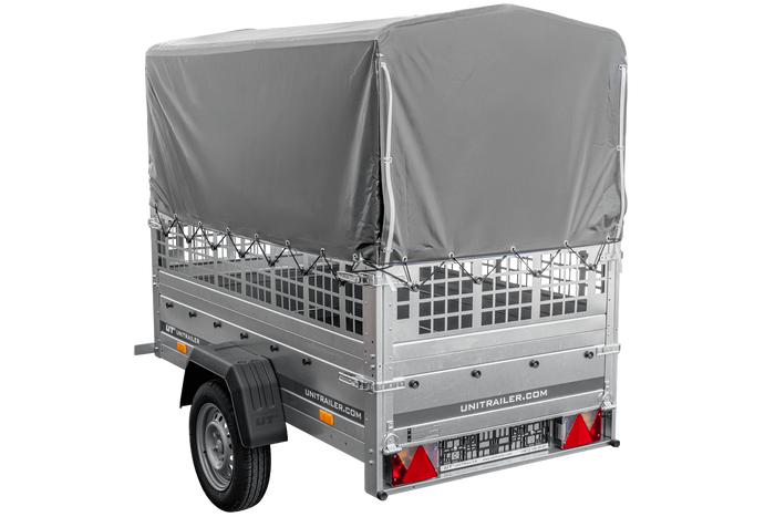 Kippanhänger Garden Trailer 200 KIPP 200×106 cm 750 kg mit Laubgitteraufsatz, Hochplane, Hochspriegel und Stützrad-Neu
