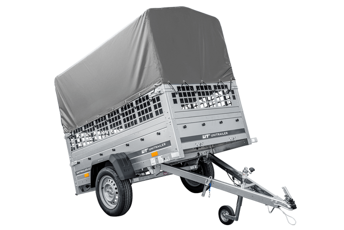 Kippanhänger Garden Trailer 200 KIPP 200×106 cm 750 kg mit Laubgitteraufsatz, Hochplane, Hochspriegel und Stützrad-Neu