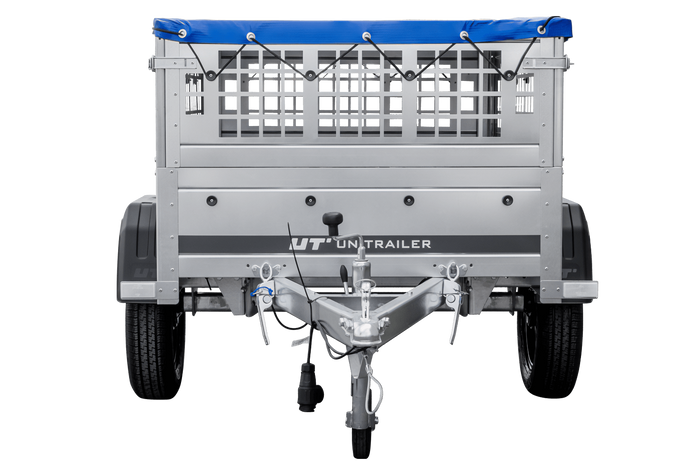 Kompakter Anhänger Garden Trailer 150 KIPP 150×106 cm 750 kg mit Laubgitteraufsatz-Neu