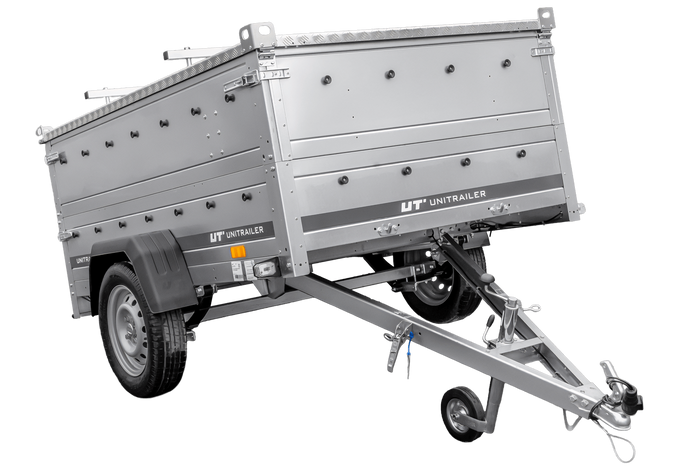 Leichtanhänger auf Federn 200×125 UNITRAILER GARDEN 201/R KIPP mit BIS-Seiten und Aluminiumabdeckung-Neu