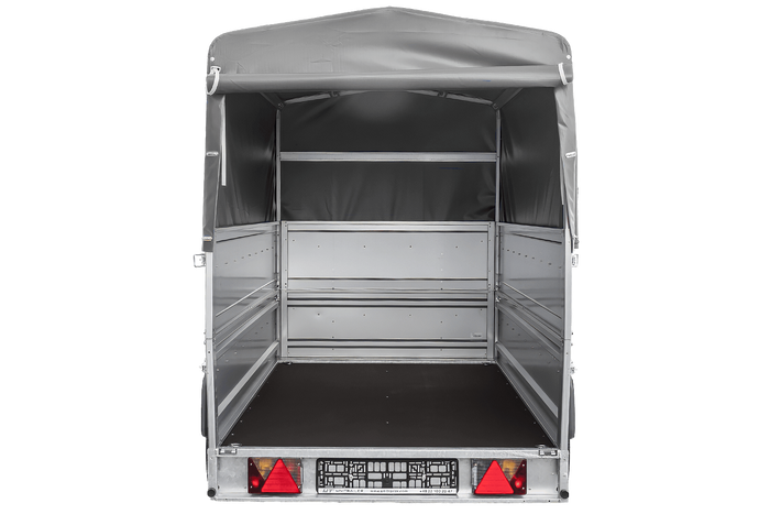 Leichter Anhänger auf Blattfedern 264×125 UNITRAILER FORCE 264/R KIPP mit BIS-Seitenwänden, H-800-Rahmen und grauer Plane-Neu