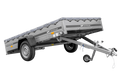 PKW Anhänger 264×150 UNITRAILER GARDEN 265 KIPP mit Flachplanenträger und grauer Plane-Neu