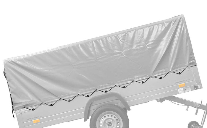 Leichter Anhänger auf Blattfedern 264×125 UNITRAILER FORCE 264/R KIPP mit BIS-Seitenwänden, H-800-Rahmen und grauer Plane-Neu