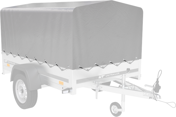 Einachsanhänger 200×125 UNITRAILER GARDEN 201 KIPP mit H-800 Rahmen und grauer Plane-Neu